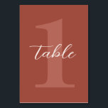 Terracotta Modern Script Wedding Table Number<br><div class="desc">This modern wedding collection is perfect for Fall or a boho celebration with its terracotta Earth-tone color palette. The monochromatic theme is very trendy right now, especially with our playful typography and large initials. The custom wedding table number is perfect for framing and everything is editable, just click the personalize...</div>