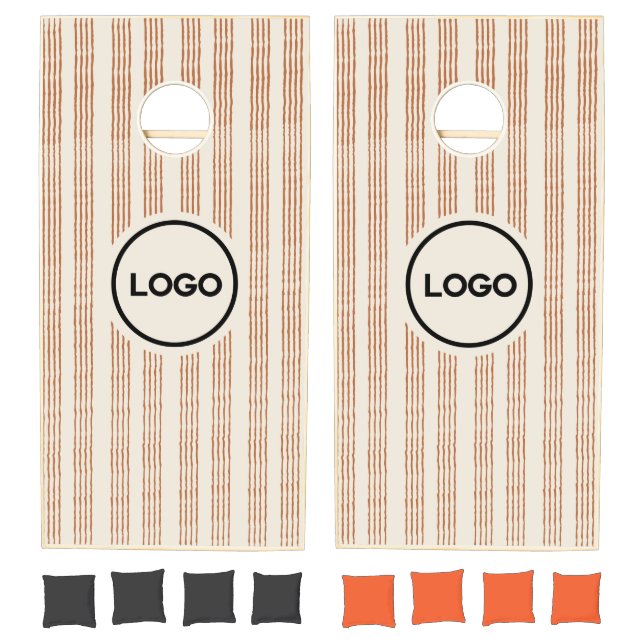 Terracotta Modern Stripe Boho Custom Business Logo Cornhole Set (Set)