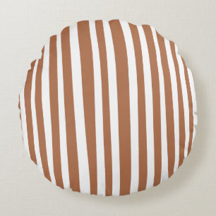 Terracotta Modern Stripes Minimalist Round Pillow