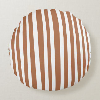 Terracotta Modern Stripes Minimalist  Round Pillow
