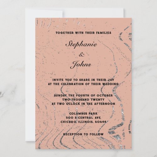 Terracotta Modern Wave Abstract Bohemian Wedding Invitation