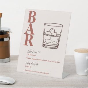 Terracotta Modern Wedding Bar Drink Pedestal Sign