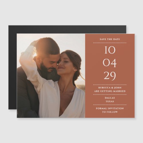Terracotta Modern Wedding Photo Save The Date Magnetic Invitation
