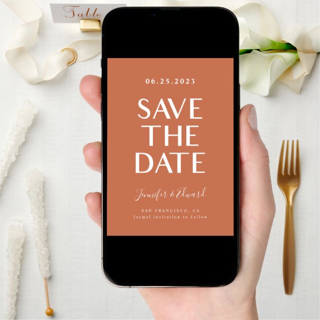 Terracotta Modern Wedding  Save The Date (Front Digital)