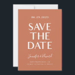 Terracotta Modern Wedding  Save The Date<br><div class="desc">Modern and simple save the date card featuring a blocky font that says "save the date" on a terracotta background. You can add a photo on the back.</div>