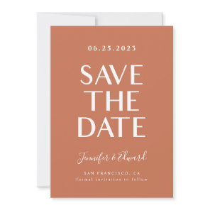 Terracotta Modern Wedding  Save The Date