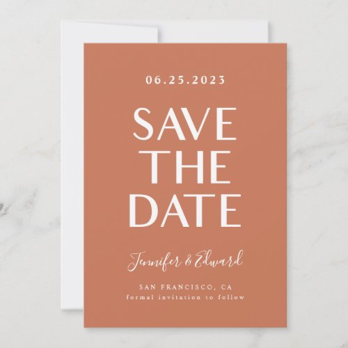 Terracotta Modern Wedding  Save The Date