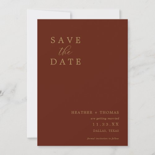 Terracotta Modern Wedding Save The Dates Invitation