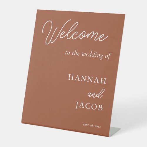 Terracotta Modern Wedding Welcome Pedestal Sign