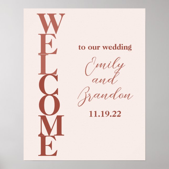 Terracotta Modern Wedding Welcome Sign (Front)