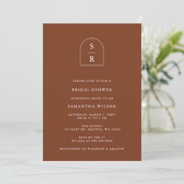 Terracotta Monogram Arch Modern Bridal Shower Invitation