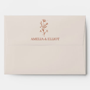 Terracotta Monogram Boho Wedding Envelope
