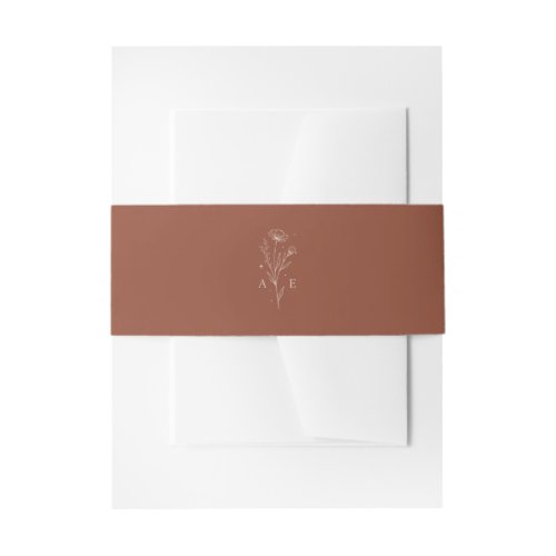 Terracotta Monogram Boho Wedding Invitation Belly Band