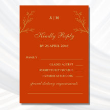 Terracotta Monogram Botanical Wedding RSVP Card