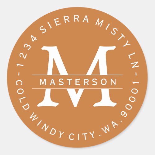 Terracotta Monogram Circular Address Labels II