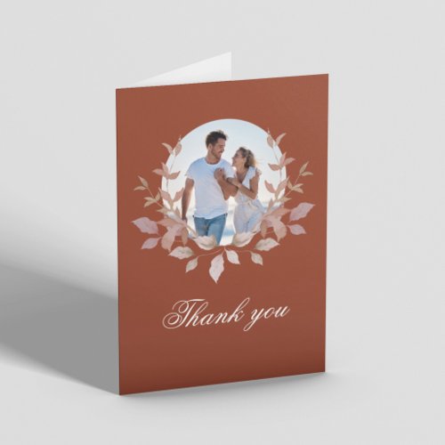 Terracotta Monogram Floral Wedding Thank You Card