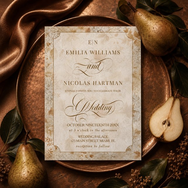Terracotta Monogram Old Money Wedding Acrylic Invitations (Creator Uploaded)