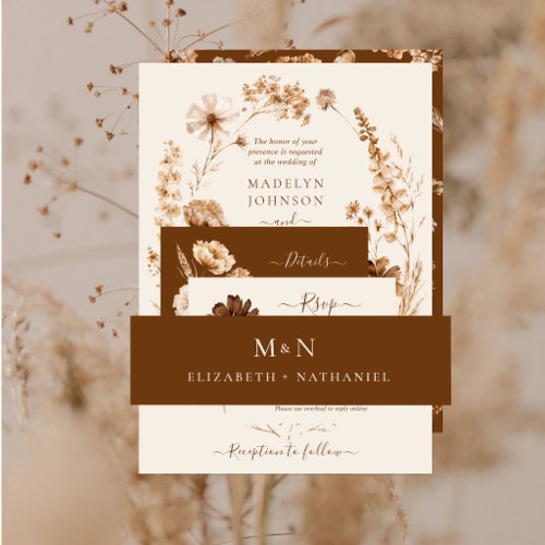 Terracotta Monogram Wedding Invitation Belly Band