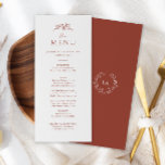 Terracotta Monogram Wedding Menu<br><div class="desc">Enhance your reception with our Terracotta Monogram Wedding Menu Card. Featuring a simple yet sophisticated design with the monogram and wildflowers,  this menu card adds a touch of timeless beauty to your tablescape. Guide your guests through a memorable culinary experience with this elegant addition.</div>