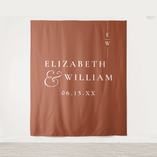 Terracotta Monogram Wedding Photo Backdrop (Front)