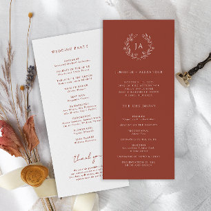 Terracotta Monogram Wedding Program