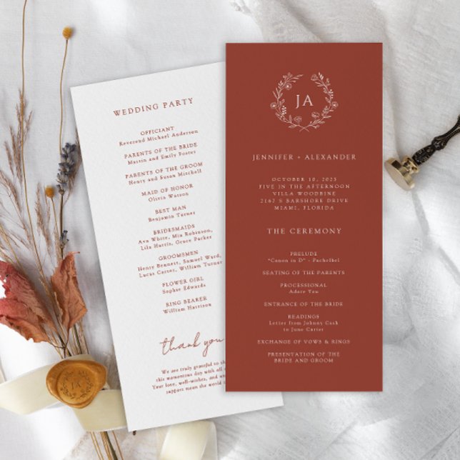 Terracotta Monogram Wedding Program (Creator Uploaded)