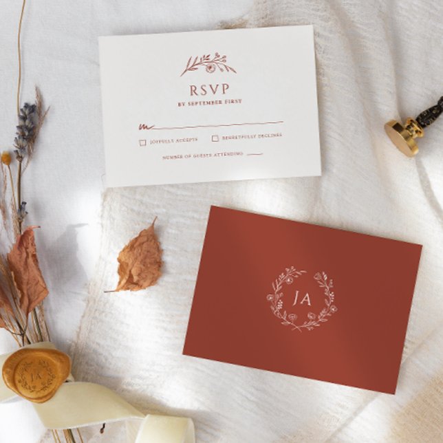 Terracotta Monogram Wedding RSVP Card (Creator Uploaded)
