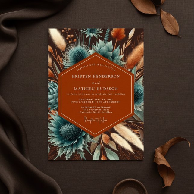 Terracotta Moody Bloom Wedding Invitation (Creator Uploaded)