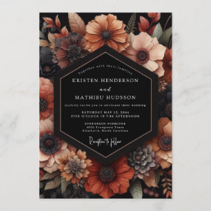 Terracotta Moody Floral Wedding Invitation