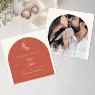 Terracotta Moon Photo Save the Date Card