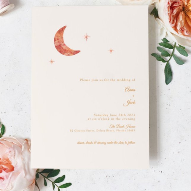 Terracotta Moon Wedding Invitation Modern  (Creator Uploaded)