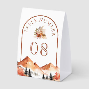 Terracotta Mountain Arch Wedding Table Number Paper Table Tent