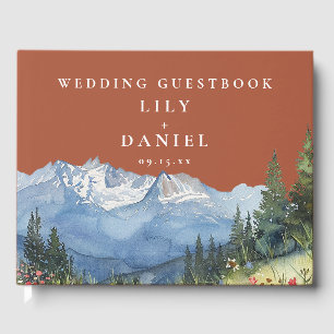 Terracotta Mountain Floral Wedding Photo Guest Book