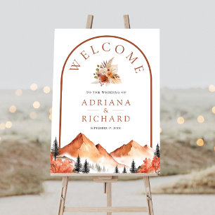 Terracotta Mountain Forest Wedding Welcome Sign