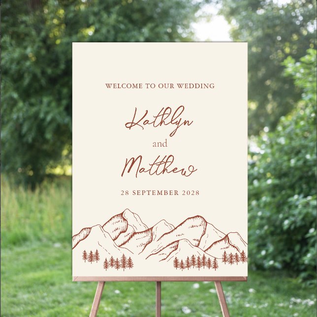 Terracotta Mountain Pine Tree Outdoor Wedding Foam Board (Creator Uploaded)