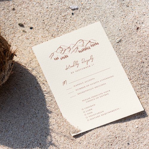 Terracotta Mountain Pine Tree Outdoor Wedding RSVP Card