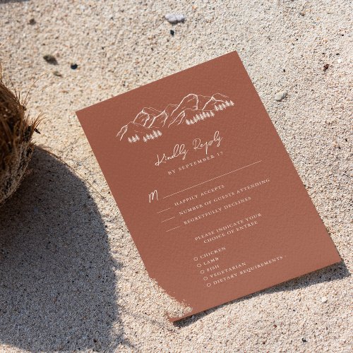 Terracotta Mountain Pine Tree Outdoor Wedding RSVP Card