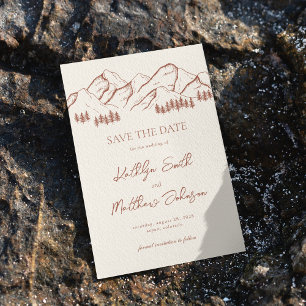 Terracotta Mountain Pine Tree Outdoor Wedding Save The Date