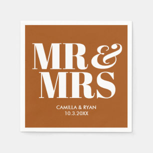 Terracotta Mr & Mrs Personalized Wedding Napkins