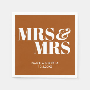Terracotta Mrs & Mrs Personalized Wedding Napkins