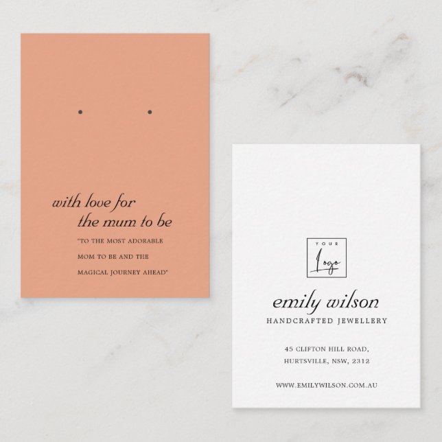 TERRACOTTA MUM TO BE  GIFT EARRING DISPLAY CARD (Front/Back)