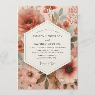 Terracotta Muted Blossom Wedding Invitation