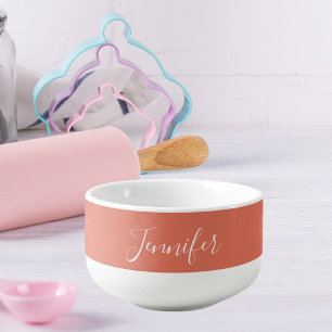 Terracotta name script woman girl soup mug