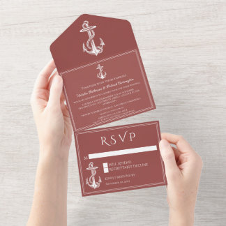 Terracotta Nautical Anchor All In One Invitation