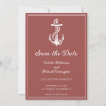 Terracotta Nautical Anchor Save the Date Invite