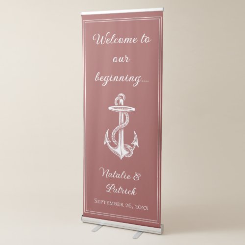 Terracotta Nautical Anchor Wedding Retractable Banner