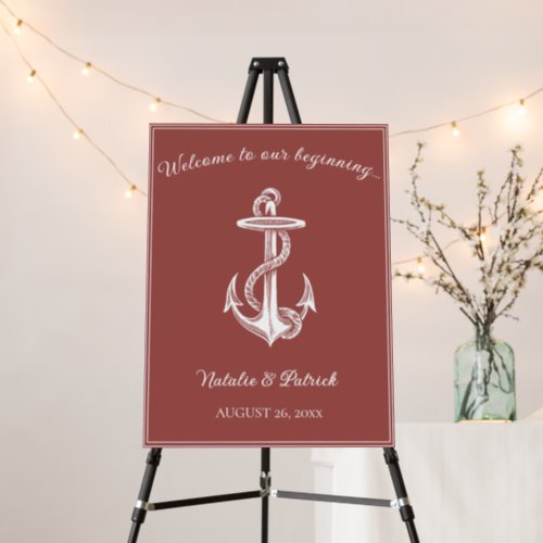 Terracotta Nautical Anchor Wedding Welcome Sign