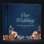 Terracotta Navy Blue Burgundy Geometric Wedding  3 Ring Binder<br><div class="desc">Elegant Navy blue,  Terracotta ,  Orange earthy floral theme wedding binder featuring elegant bouquet of Navy blue,  Terracotta color roses peonies  and green eucalyptus leaves. Please contact me for any help in customization or if you need any other product with this design.</div>