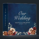 Terracotta Navy Blue Burgundy Geometric Wedding  3 Ring Binder<br><div class="desc">Elegant Navy blue,  Terracotta ,  Orange earthy floral theme wedding binder featuring elegant bouquet of Navy blue,  Terracotta color roses peonies  and green eucalyptus leaves. Please contact me for any help in customization or if you need any other product with this design.</div>