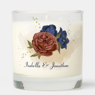 terracotta navy blue floral greenery wedding scented candle